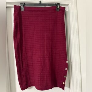 Wine Knit Pencil Skirt
